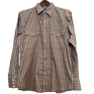 Wrangler Long-sleeve Brown Plaid with  Pearl Snaps Size Large